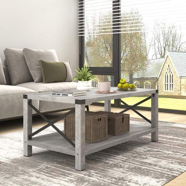 Rectangle Coffee Table 2-Tier For Living Room Modern Coffee Table， Console， Sofa and End Tables