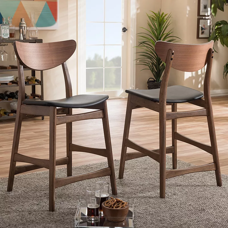 Baxton Studio Mid-Century Modern Counter Stool 2-piece Set