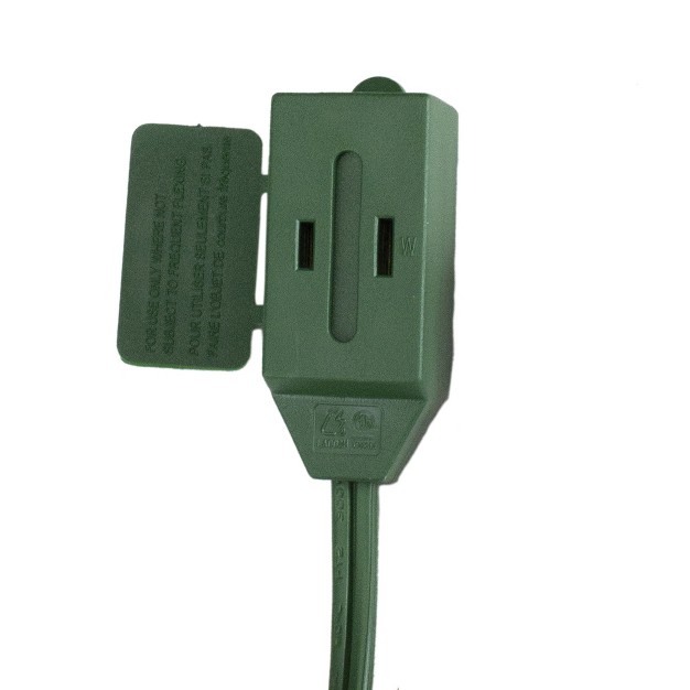 Northlight 15 x27 Green Indoor Extension Power Cord With 3 outlets And Safety Lock