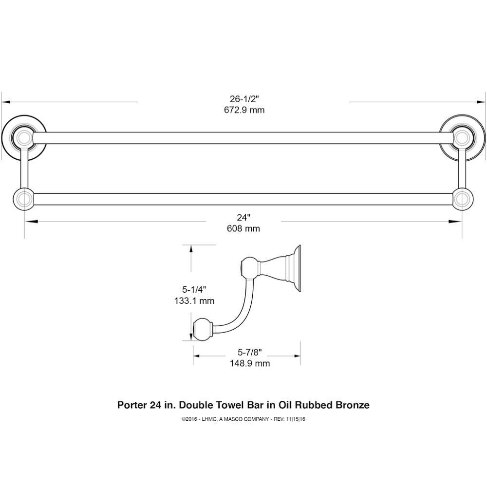 Delta Porter 24 in. Double Towel Bar in Oil Rubbed Bronze 78425-ORB