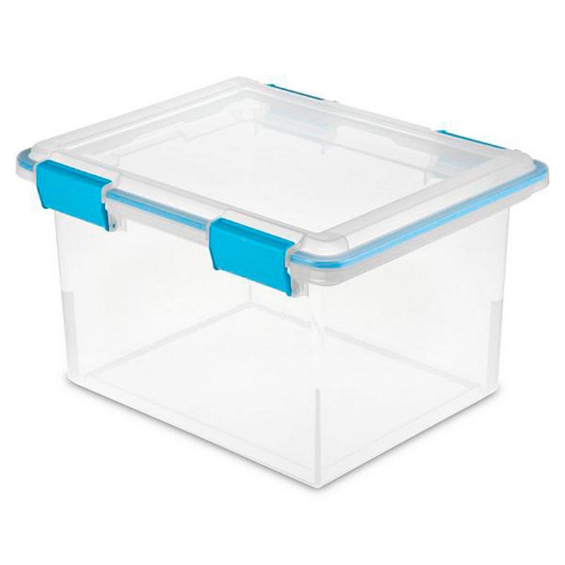 Sterilite Large 32 Qt Home Storage Container Tote with Latching Lids， (4 Pack)