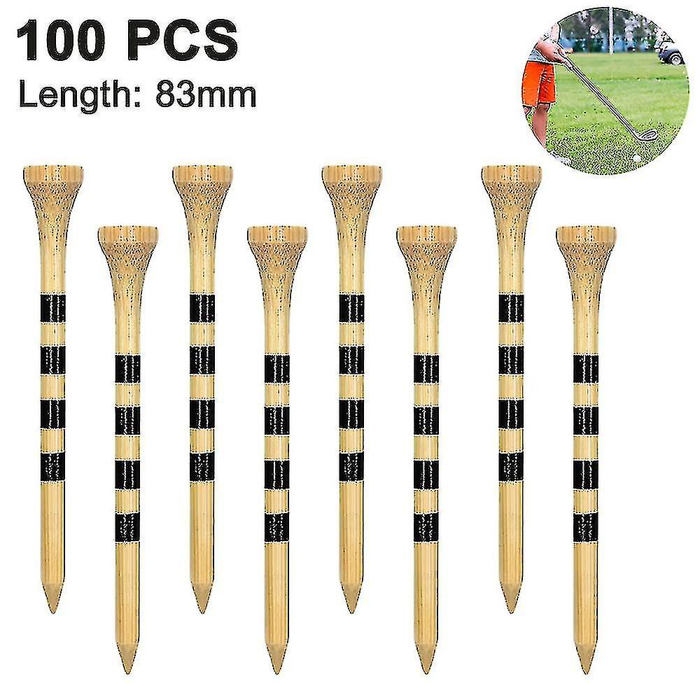 100pcs Golf Tees， Reduce Friction and Side Spin-stable and Durable Natural