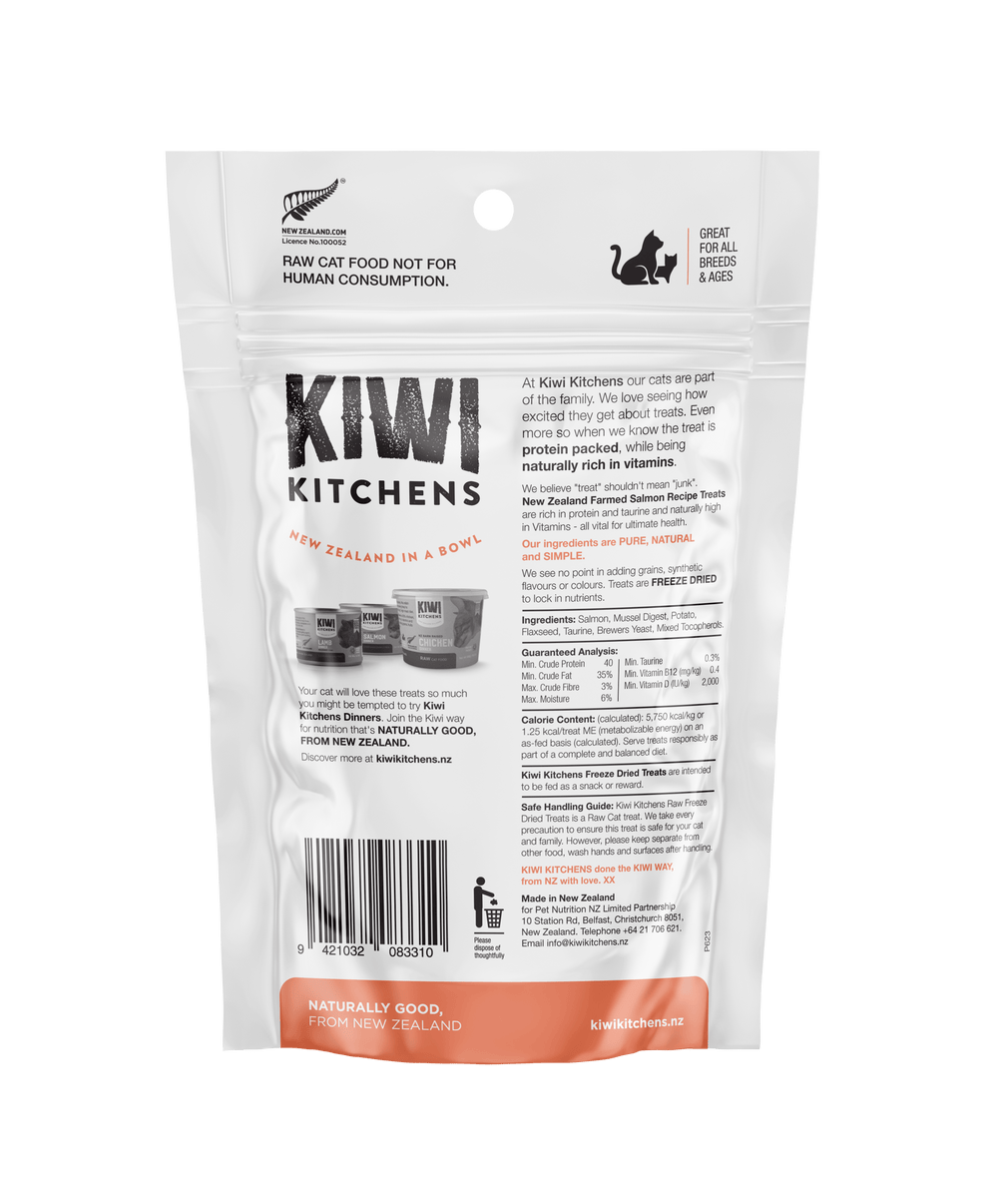 Kiwi Kitchens Raw Freeze Dried Salmon Recipe Treats for Cats