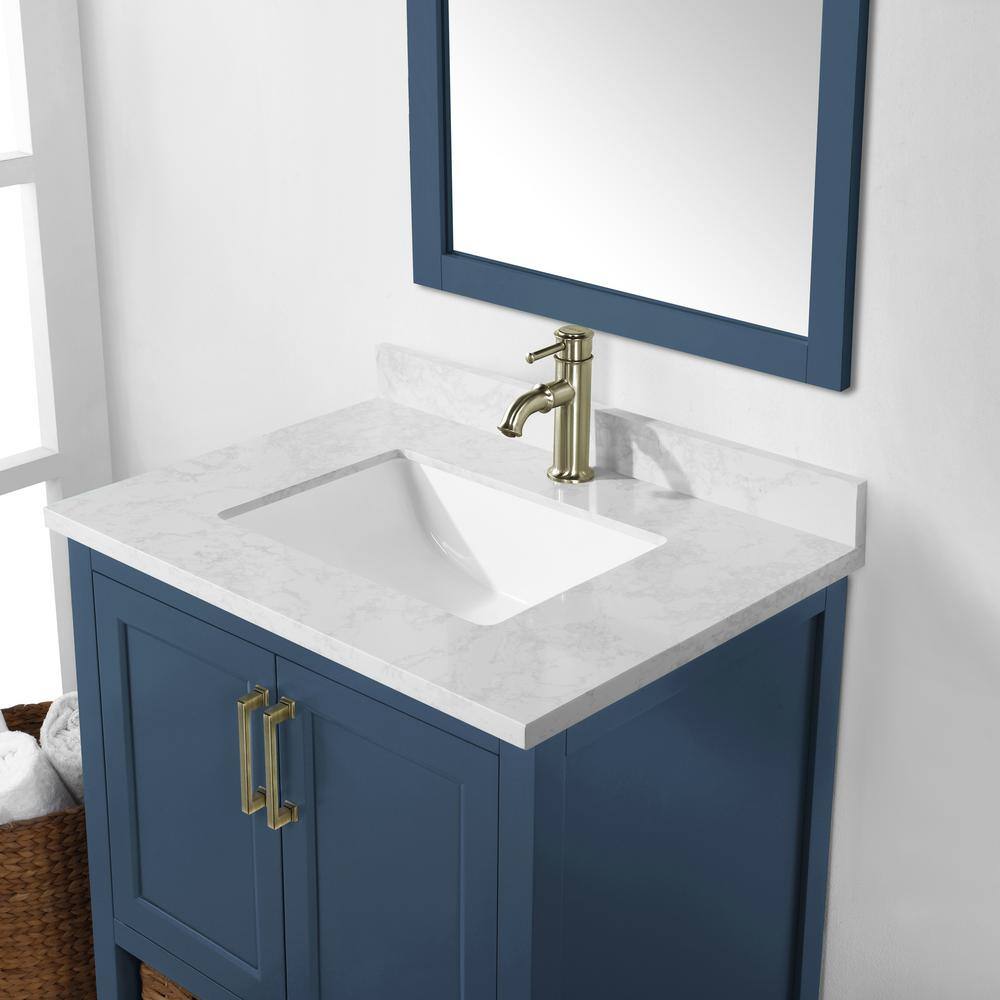 Home Decorators Collection Newhall 30 in. W x 22 in. D x 34.5 in. H Single Sink Bath Vanity in Grayish Blue with White Cultured Marble Top Newhall 30GB