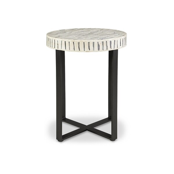 Ashley Furniture Crewridge Cream Bone Inlay Accent Table - 18