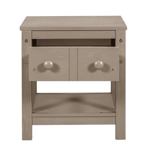 Set of 2， Wood Nightstand with Storage Drawer and Bottom Open Shelf - - 37927150