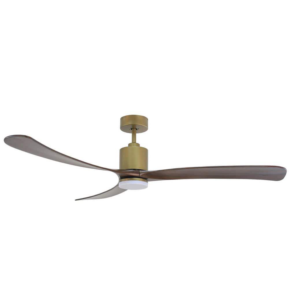 FORNO VOCE Curva 72 in Antique Gold Body and Black Walnut Wood Blade Voice Activated Smart Ceiling Fan