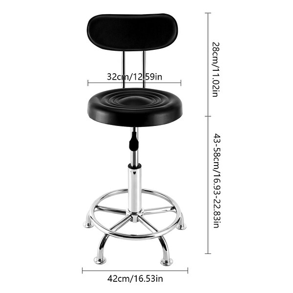 Adjustable Black Rolling Stool Salon Chair with Wheels Swivel Seat