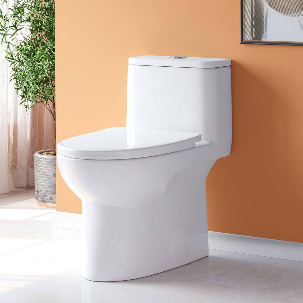 Hanikes One-Piece 1.11.6 GPF Dual Flush Elongated Toilet in White Seat Included WaterSense Toilet AR134E