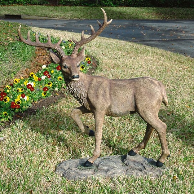 Design Toscano Grand scale Black Forest Garden Deer Sculpture Multicolored