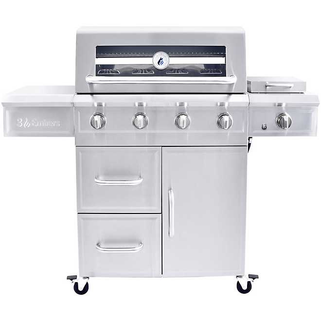 3 Embers 4-Burner Dual-Fuel Propane Gas Grill with Radiant Embers Cooking System