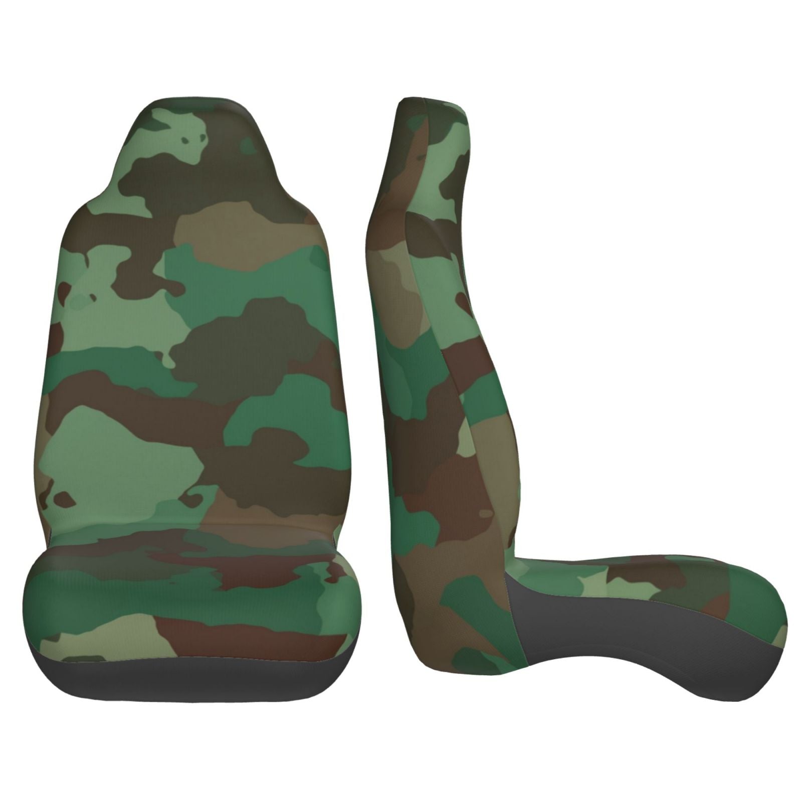 LNWH Car Seat Covers， Green Camouflage Pattern Car Interior Seat Covers - Universal Fit Most Cars， SUV， Trucks， 2pcs Car Seat Protectors