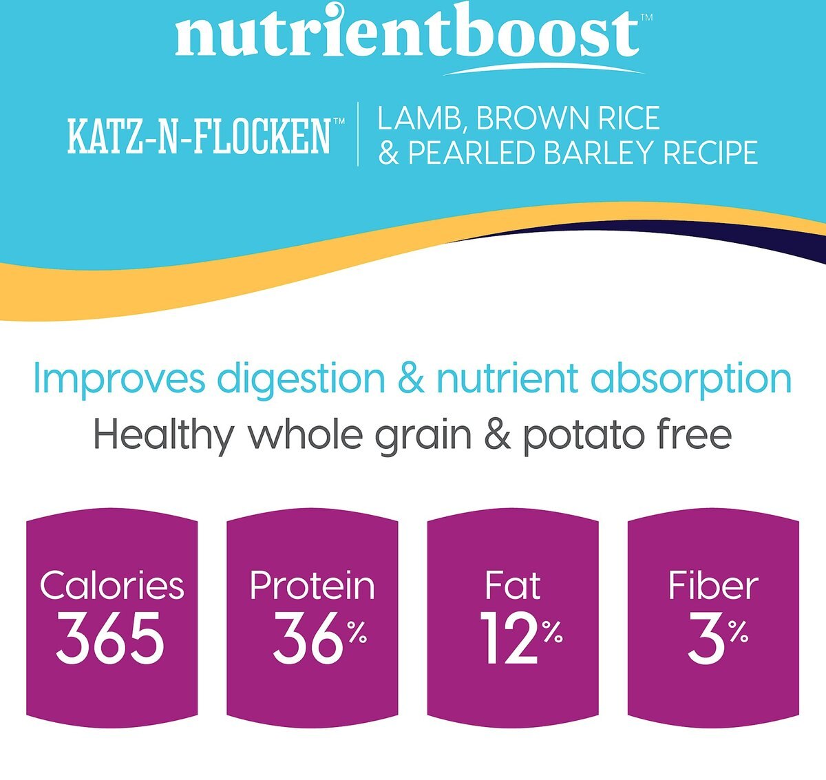 Solid Gold NutrientBoost Katz-N-Flocken Lamb， Brown Rice and Pearled Barley Recipe Dry Cat Food