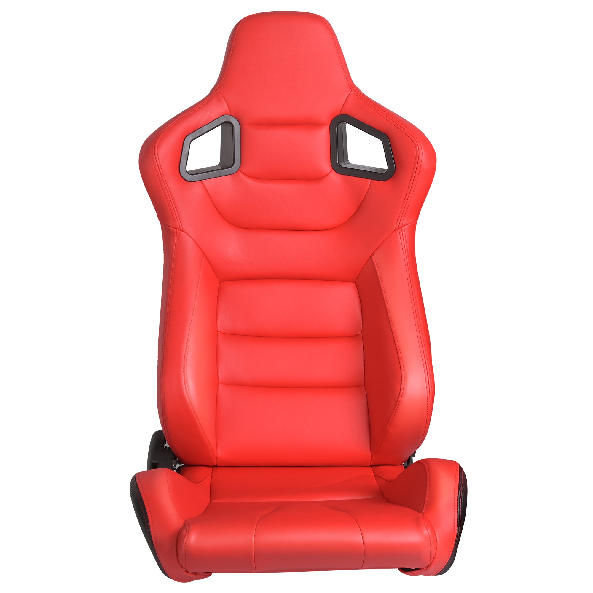 Racing Seats，1 Pair Bucket Seats with Dual Lock Sliders，PVC Leather Racing Seats，Reclining Design and Front-Back Adjustable Seats，Red