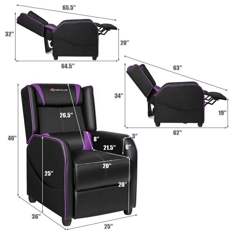 Massage Gaming Recliner Chair, Racing Style PU Leather Gaming Sofa, Living Room Sofa, Lounge Sofa, Home Theater Seat