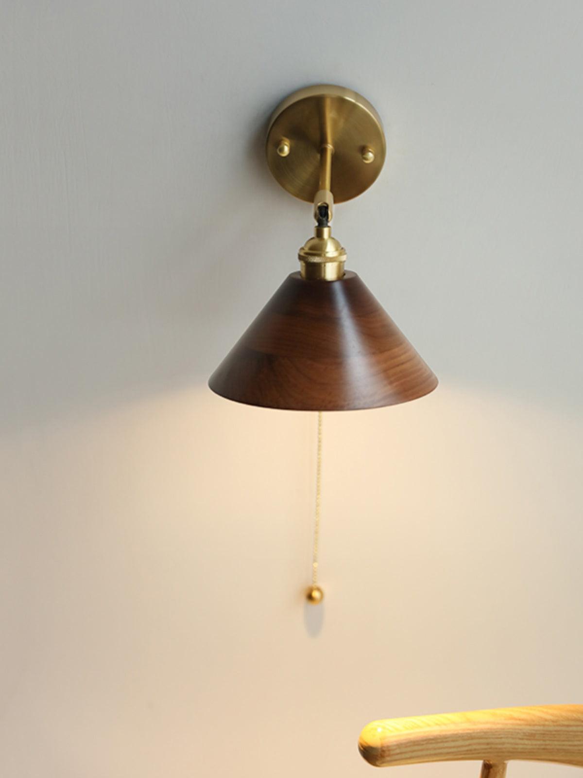 Vintage Wood Plug-in Wall Lamp