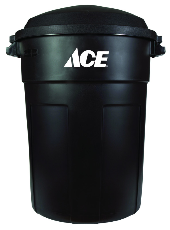 Ace Black 32 Gallon Plastic Outdoor Garbage Can with Lid