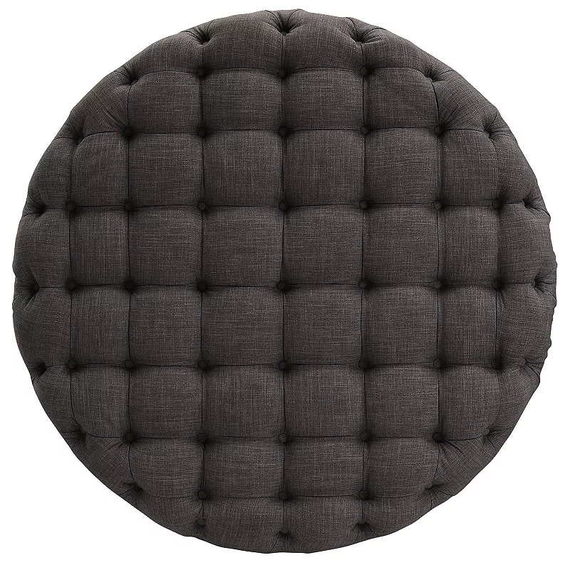 HomeVance Vanderbilt Button Tufted Round Cocktail Ottoman