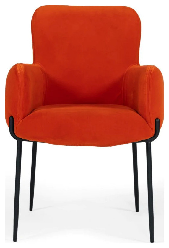 Gary Mid  Century Orange Velvet Dining Chair  Set of 2   Midcentury   Dining Chairs   by V.S.D Furniture  Houzz