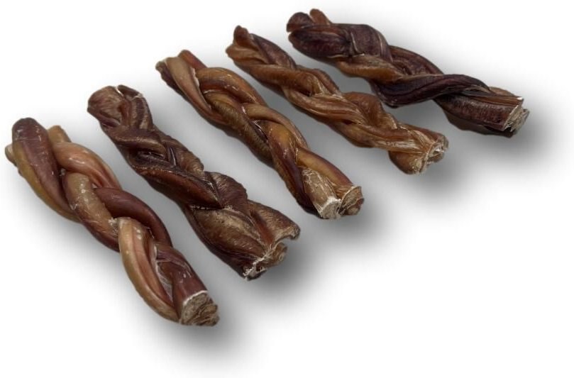 Top Dog Chews Braided Bully Sticks Dog Treats， 6-in， case of 5