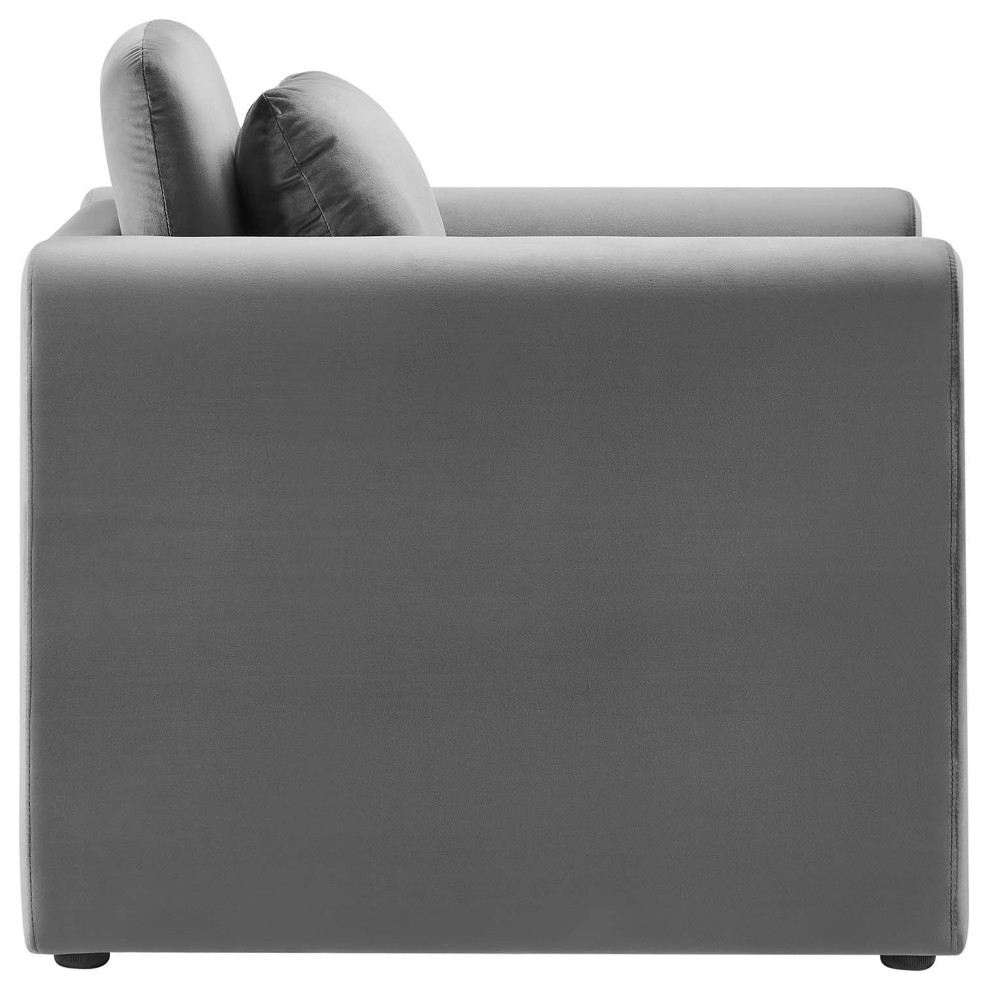 Waverly Performance Velvet Armchair   Gray   Transitional   Armchairs And Accent Chairs   by First of a Kind USA Inc  Houzz