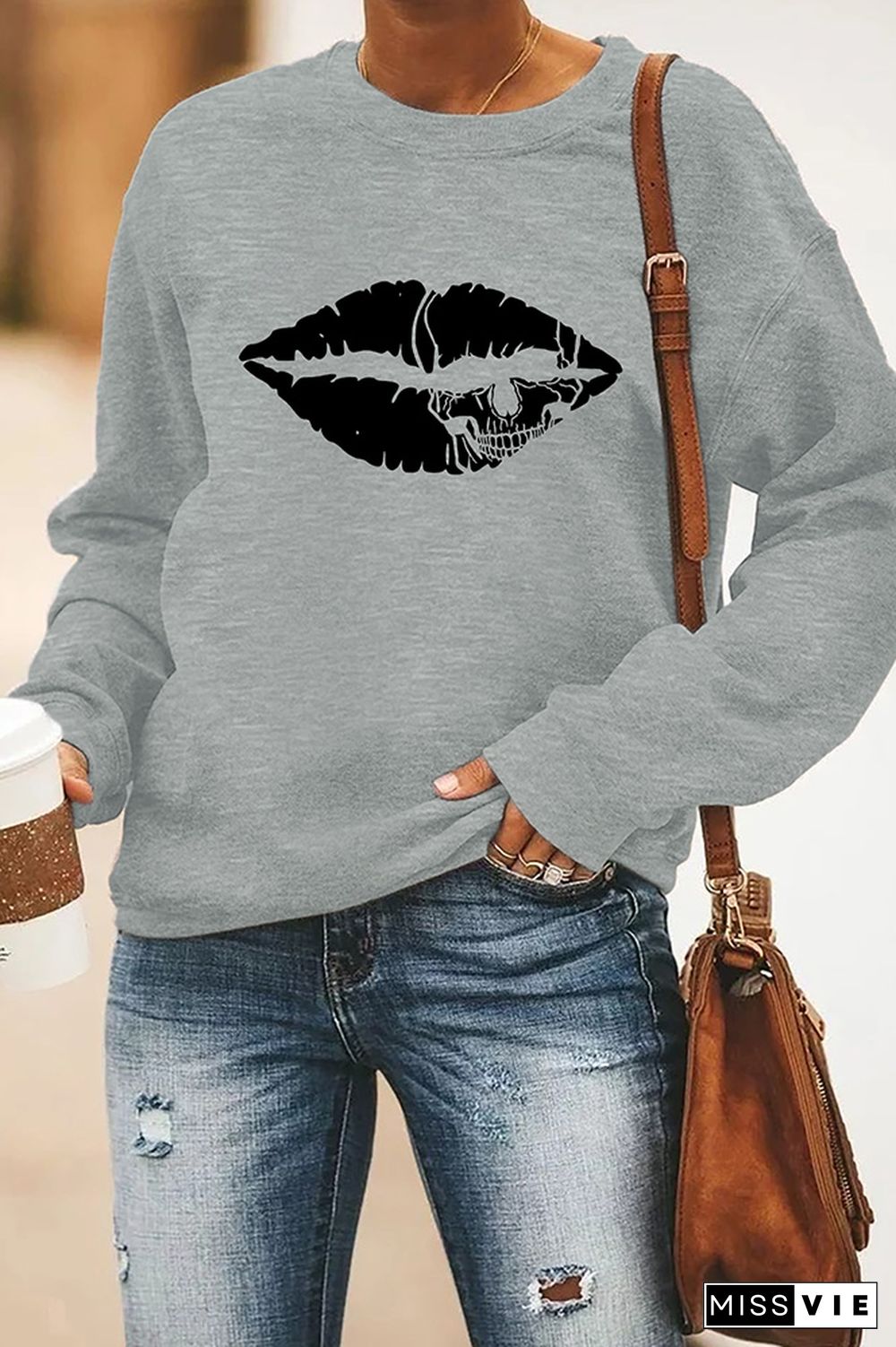 Skull Lips Halloween Long Sleeve Sweatshirts