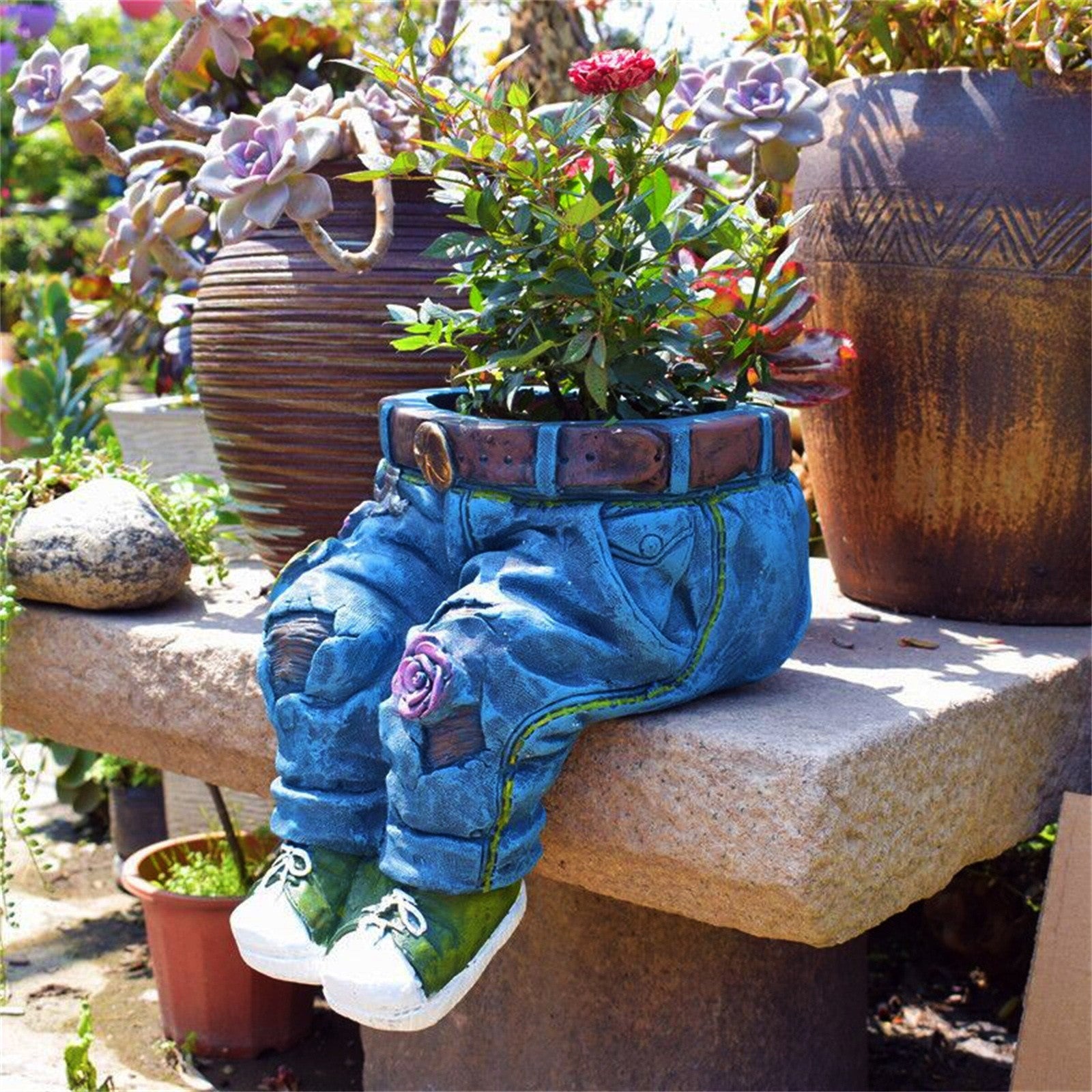 BDDVIQNN Home Decoration Jeans Resin Pots Decorative Resin Crafts Garden Potted Jeans Pots A