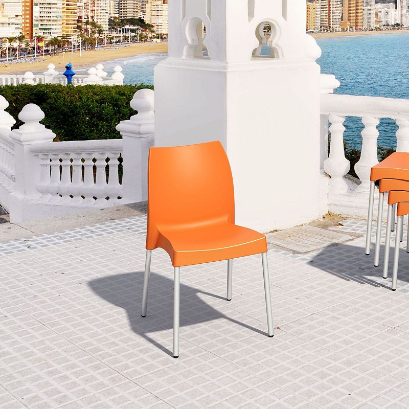 31.5 Orange and White Stackable Outdoor Patio Armless Dining Chair