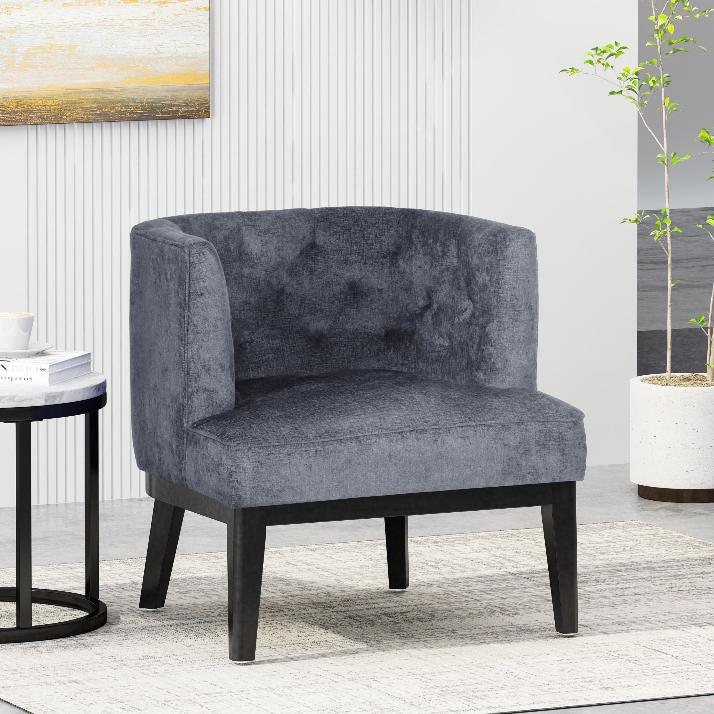 Evans Contemporary Fabric Tufted Accent Chair