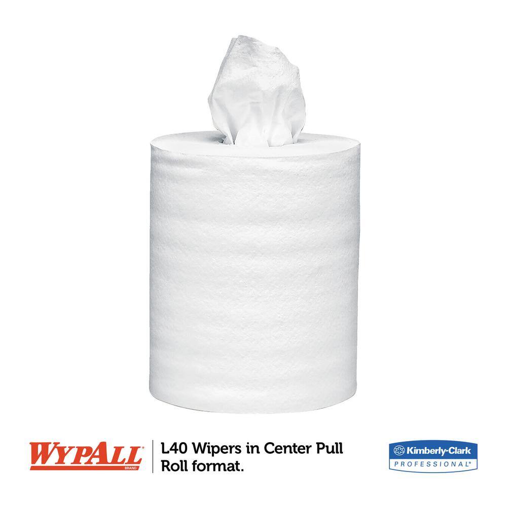 WYPALL 10 in. x 13.2 in. White Center-Pull L40 Towel Cleaning Wipes 200Roll 2Carton KCC05796