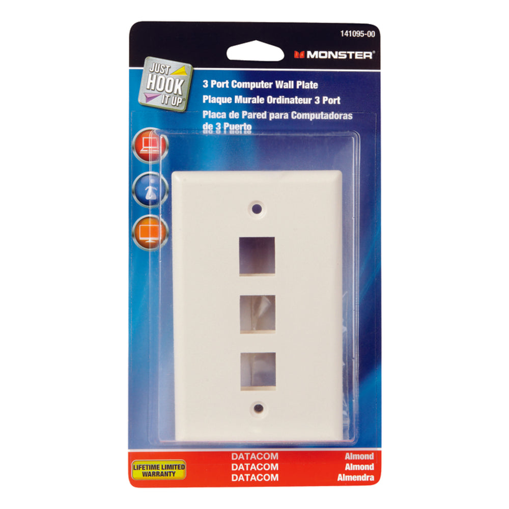 WALLPLATE 3-PORT ALMOND