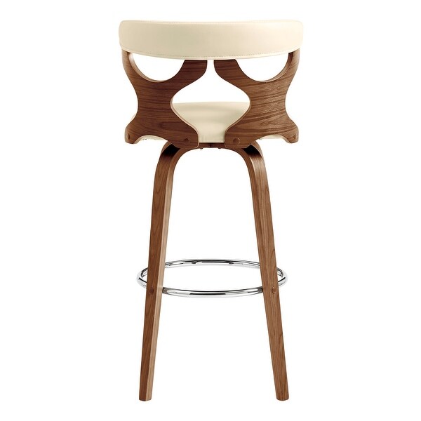 Zenia Modern Faux Leather and Wood Swivel Bar/Counter Stool