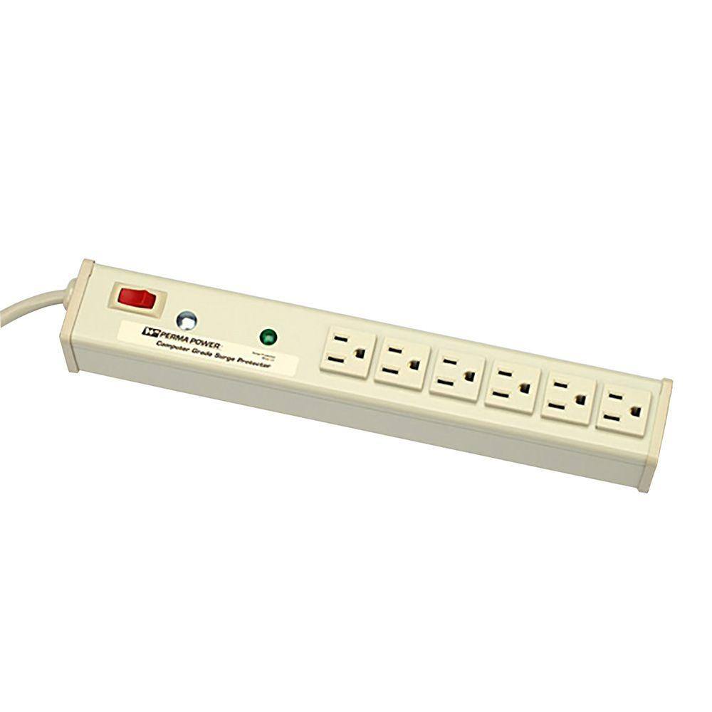 Legrand Wiremold Perma Power 6-Outlet 15 Amp Computer Grade Surge Strip with Lighted OnOff Switch 15 ft. Cord M6BZ-15