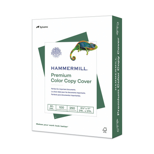 Hammermill Premium Color Copy Cover， 100 Bright， 80 lb Cover Weight， 8.5 x 11， 250/Pack (120023)