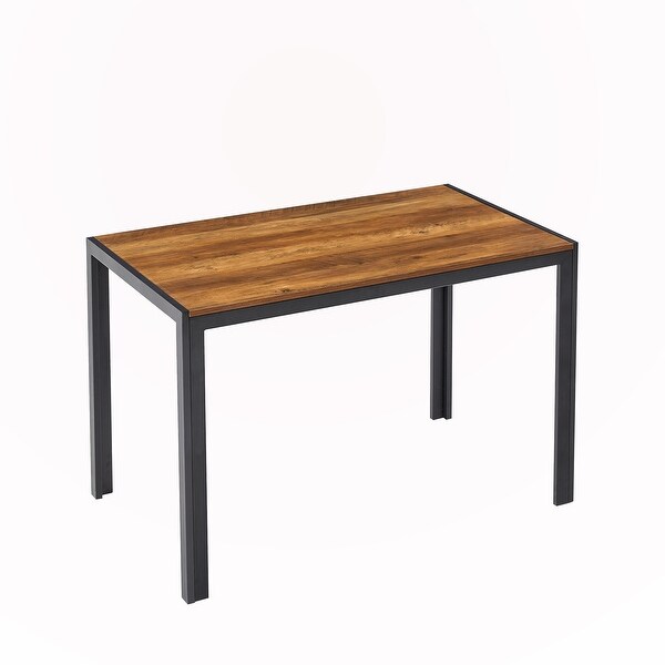 Wooden Top Black Metal Shelf Dining Table