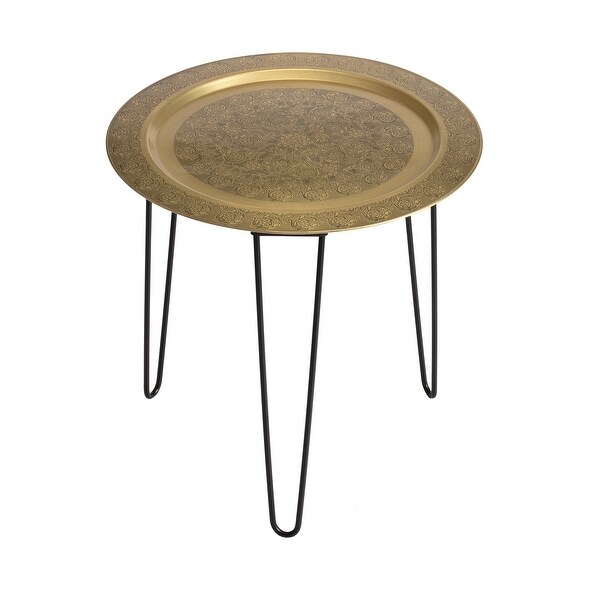 Saffron Fabs 19 inches Diameter Metal Table with Folding Legs - 19.50x19