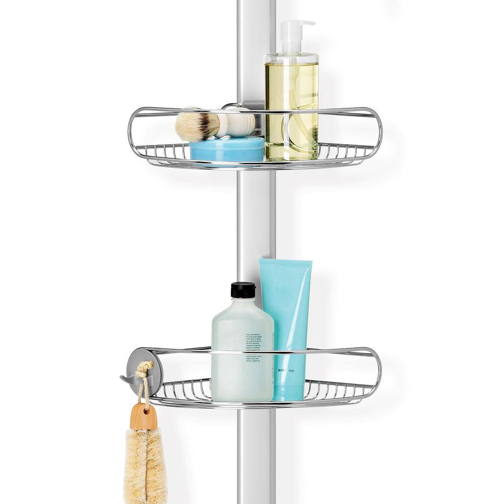 simplehuman 9 ft. Stainless Steel and Anodized Aluminum Tension Pole Shower Caddy BT1062DC