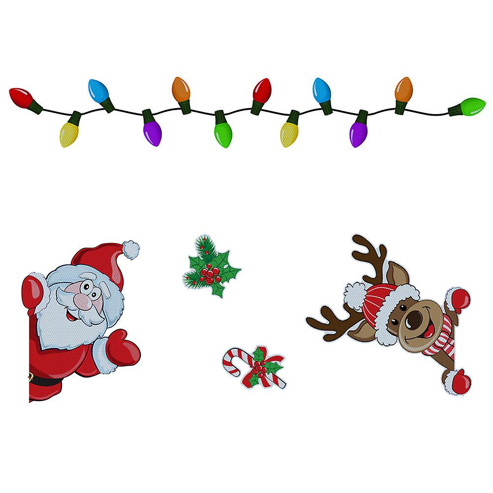 1 Set Magnetic Xmas Car Refrigerator Decorations Reflective Party Decoration Stickers