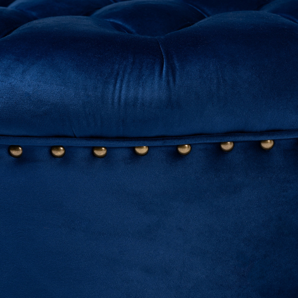 Royal Blue Velvet Fabric Upholstered Tufted Cocktail Ottoman   Traditional   Footstools And Ottomans   by Imtinanz  LLC  Houzz