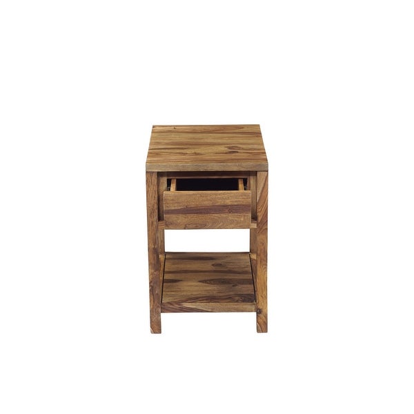 Wanderloot Urban Mid-Century Modern Sheesham Wood End Table With Drawer - 24