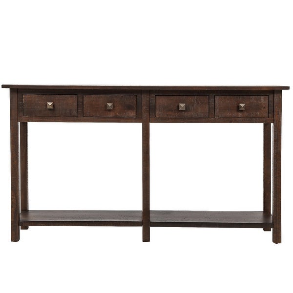 59-in Espresso Rustic Console Table Wood Entryway Table