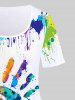 Paint Splatter Palm Printed Tee and Leggings Plus Size Matching Set Outfit