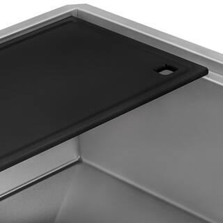 Ruvati Veniso Nova 16 Gauge Stainless Steel 30 in. Single Bowl Undermount Workstation Kitchen Sink Slope Bottom Offset Drain RVH8584