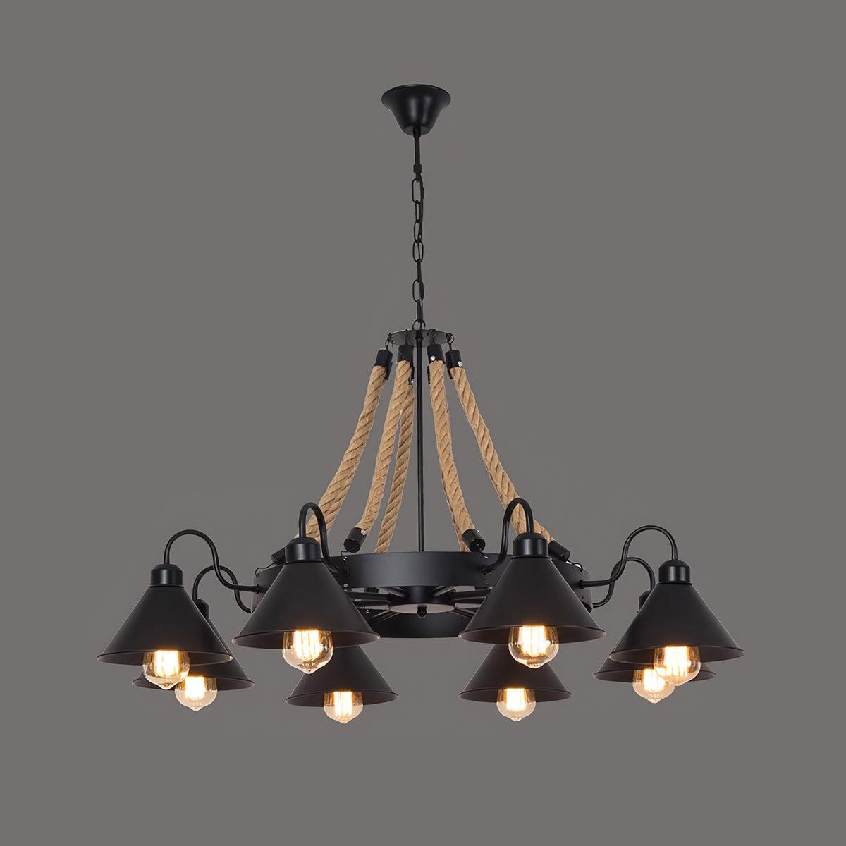 Hemp Rope Industrial Horn Chandelier