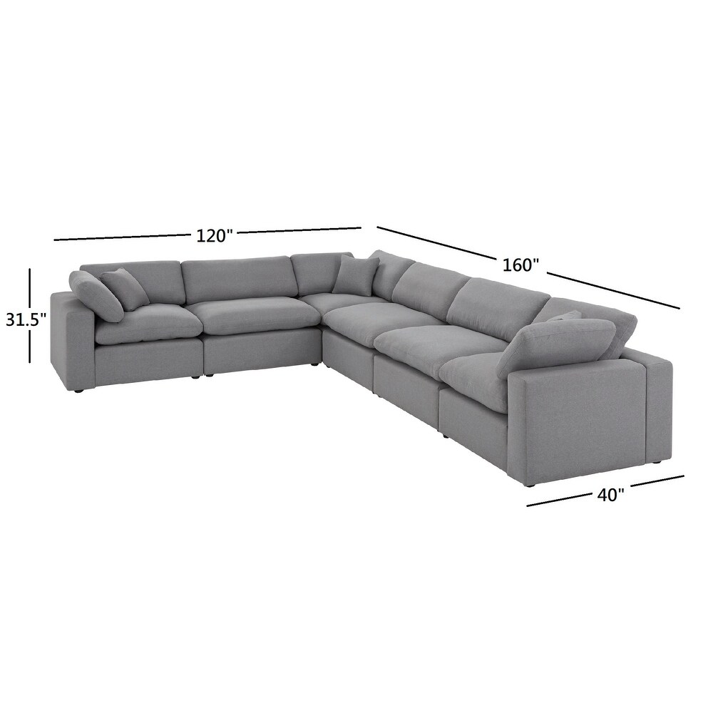 Anka Grey Linen Down Filled Cushioned 6 Seat Sectional Sofa by iNSPIRE Q Modern