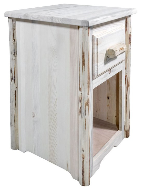 Montana Woodworks Transitional Solid Wood End Table with Drawer in Natural   Rustic   Side Tables And End Tables   by Homesquare  Houzz