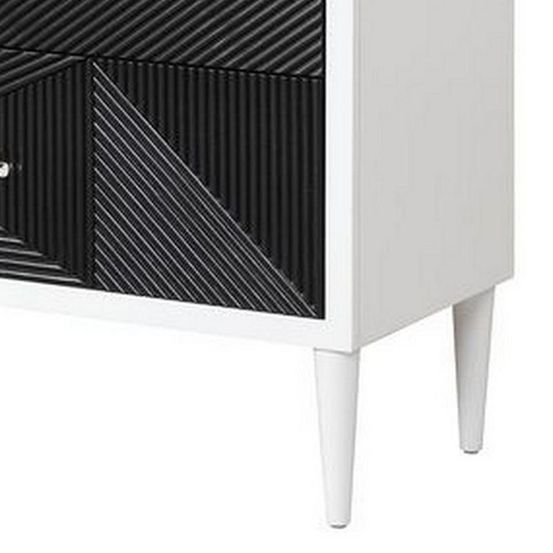 Accent table with Geometric Pattern 2 Drawer Front， Black and White