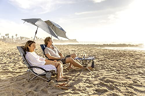 Sport-Brella Beach Chair with UPF 50+ Adjustable Canopy Umbrella， Grey