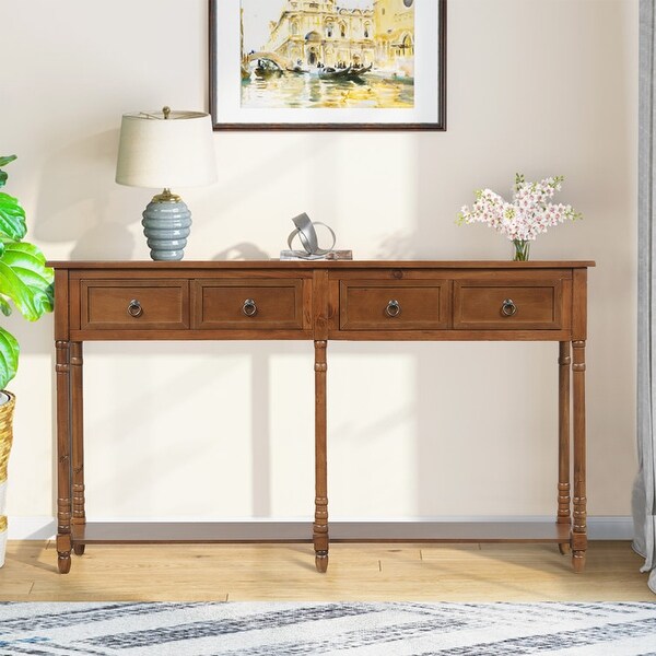 Console Table with Drawers and Long Shelf