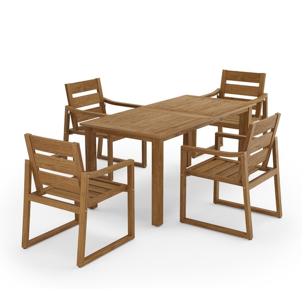 LUE BONA 5Piece HDPS Rectangular Patio Dining Set with Slatted Table Top and outdoor Armchairs